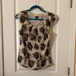The Limited Cap Sleeve Blouse - Black and Cream Floral